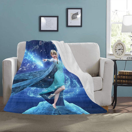 Blankets Personalized Fairy Tale Frozen Elsa Princess Blanket | Custom Name & Face Girl Frozen Princess Blanket