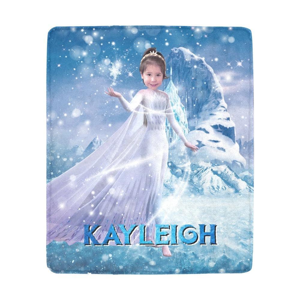 Blankets Personalized Fairy Tale Princess Elsa White Gown Blanket | Custom Face & Name Girl Princess Blanket,  Customized Blanket