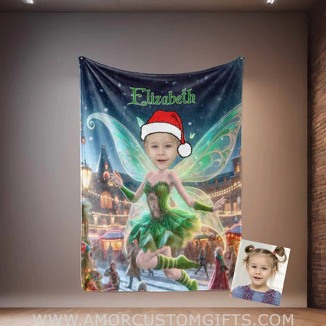 Blankets Personalized Fairy Tale Tinker Bell 2 Princess Blanket | Custom Name & Face Girl Princess Blanket