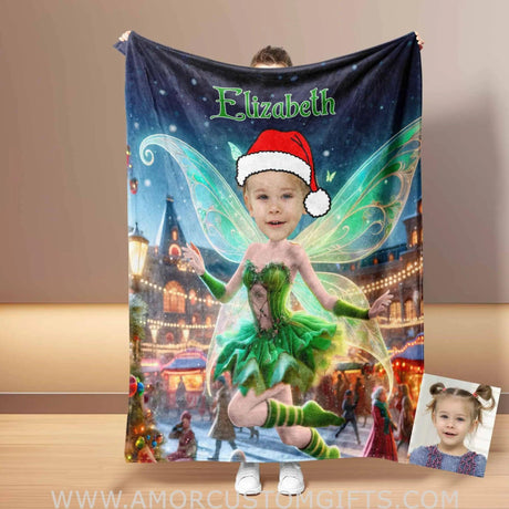 Blankets Personalized Fairy Tale Tinker Bell 2 Princess Blanket | Custom Name & Face Girl Princess Blanket