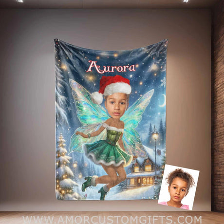 Blankets Personalized Fairy Tale Tinker Bell 3 Princess Blanket | Custom Name & Face Girl Princess Blanket