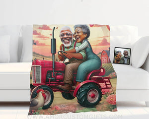 Blankets Personalized Famer Elderly Couple 1 Blanket | Custom Face & Name Couple Blanket