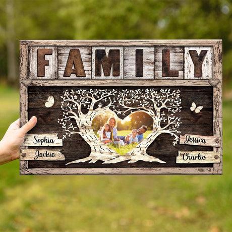 Posters, Prints, & Visual Artwork Personalized Family Farmhouse - Custom Photo & Name Poster Canvas Print