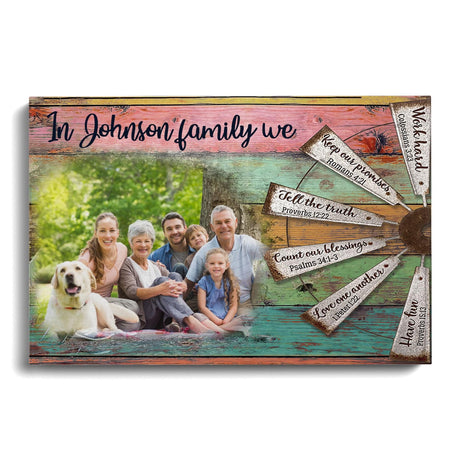 Posters, Prints, & Visual Artwork Personalized Family Farmhouse - Custom Photo & Name Poster Canvas Print