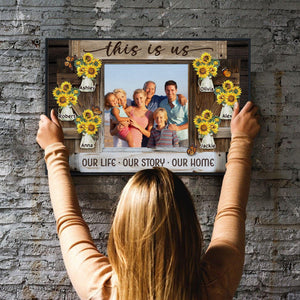 Posters, Prints, & Visual Artwork Personalized Family Sunflower - Custom Photo & Name Poster Canvas Print