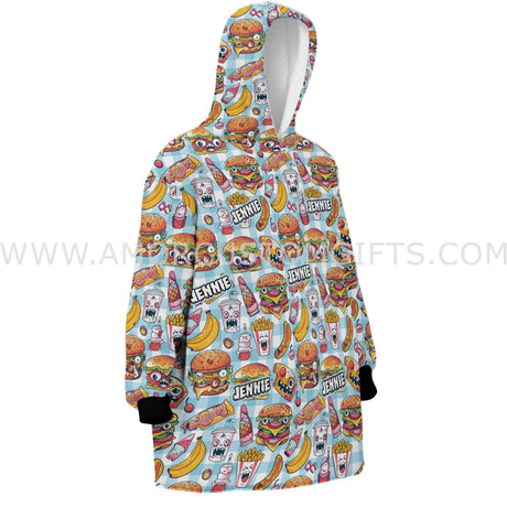 Personalized Fast Food Junk Food Halloween Snug Oversized Wearable Hoodie Blanket-Hoodie Blanket-Amor Custom Gifts