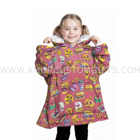 Personalized Fast Food Junk Food Halloween Snug Oversized Wearable Hoodie Blanket-Hoodie Blanket-Amor Custom Gifts