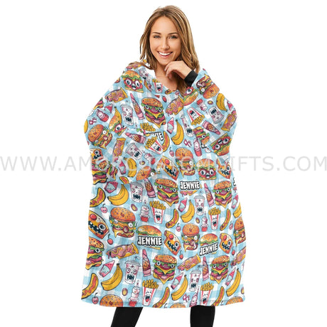 Personalized Fast Food Junk Food Halloween Snug Oversized Wearable Hoodie Blanket-Hoodie Blanket-Amor Custom Gifts