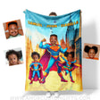 Blankets Personalized Father Day's Super Dad Super Daughter Super Son Blanket | Custom Face & Name Father Daughter Son Blanket