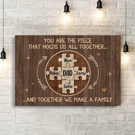 Posters, Prints, & Visual Artwork Personalized Father's Day Dad Puzzle - Custom Name Poster Canvas Print