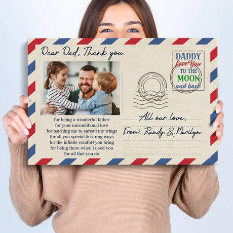 Posters, Prints, & Visual Artwork Personalized  Father's Day Dear Dad Thank You - Custom Photo & Name Poster Canvas Print