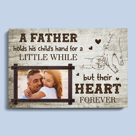 Posters, Prints, & Visual Artwork Personalized  Fathers Day Father Holds Child's Hand - Custom Photo & Name Poster Canvas Print