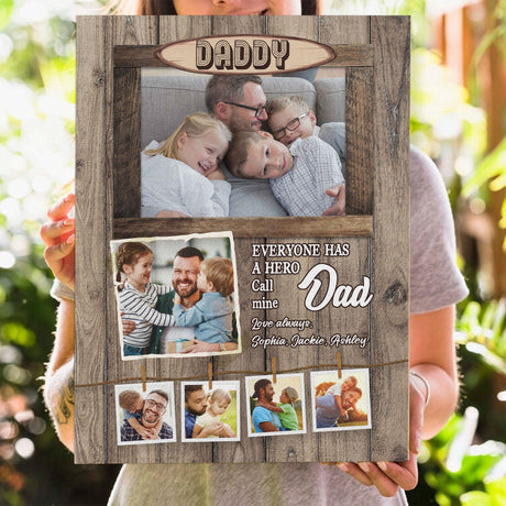 Posters, Prints, & Visual Artwork Personalized  Father's Day I Call Mine DAD - Custom Photo & Name Poster Canvas Print