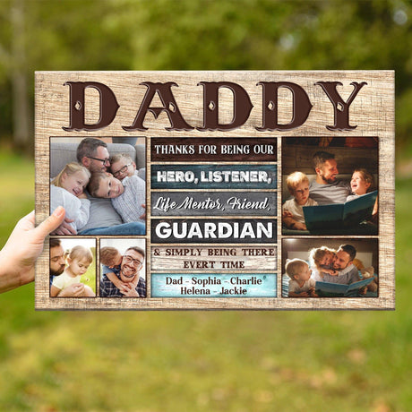 Posters, Prints, & Visual Artwork Personalized Father's Day Love From Kids - Custom Photo & Name Poster Canvas Print