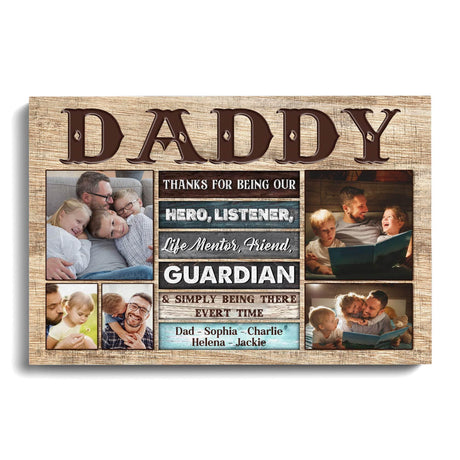 Posters, Prints, & Visual Artwork Personalized Father's Day Love From Kids - Custom Photo & Name Poster Canvas Print