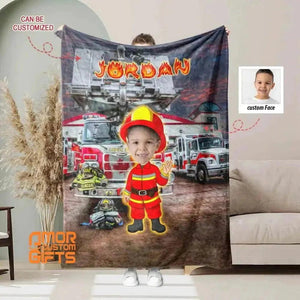 Blankets Personalized Firefighter Blanket | Custom Face & Name Boy Firefighter Blanket,  Customized Blanket