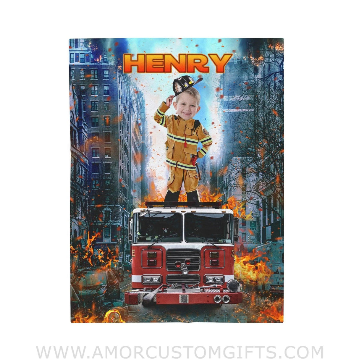 Blankets Personalized Firefighter Fireman  Photo Boy Blanket