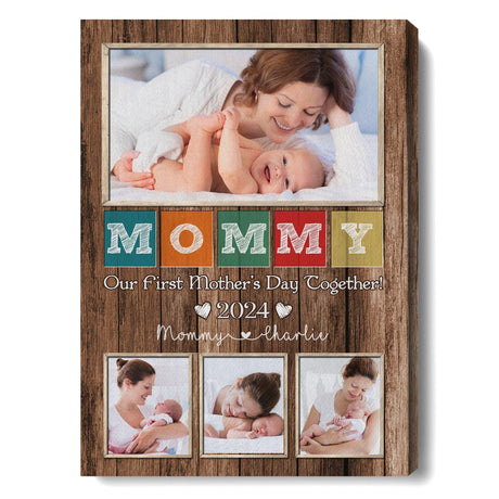 Posters, Prints, & Visual Artwork Personalized First Mother's Day Together - Custom Photo & Name Poster Canvas Print