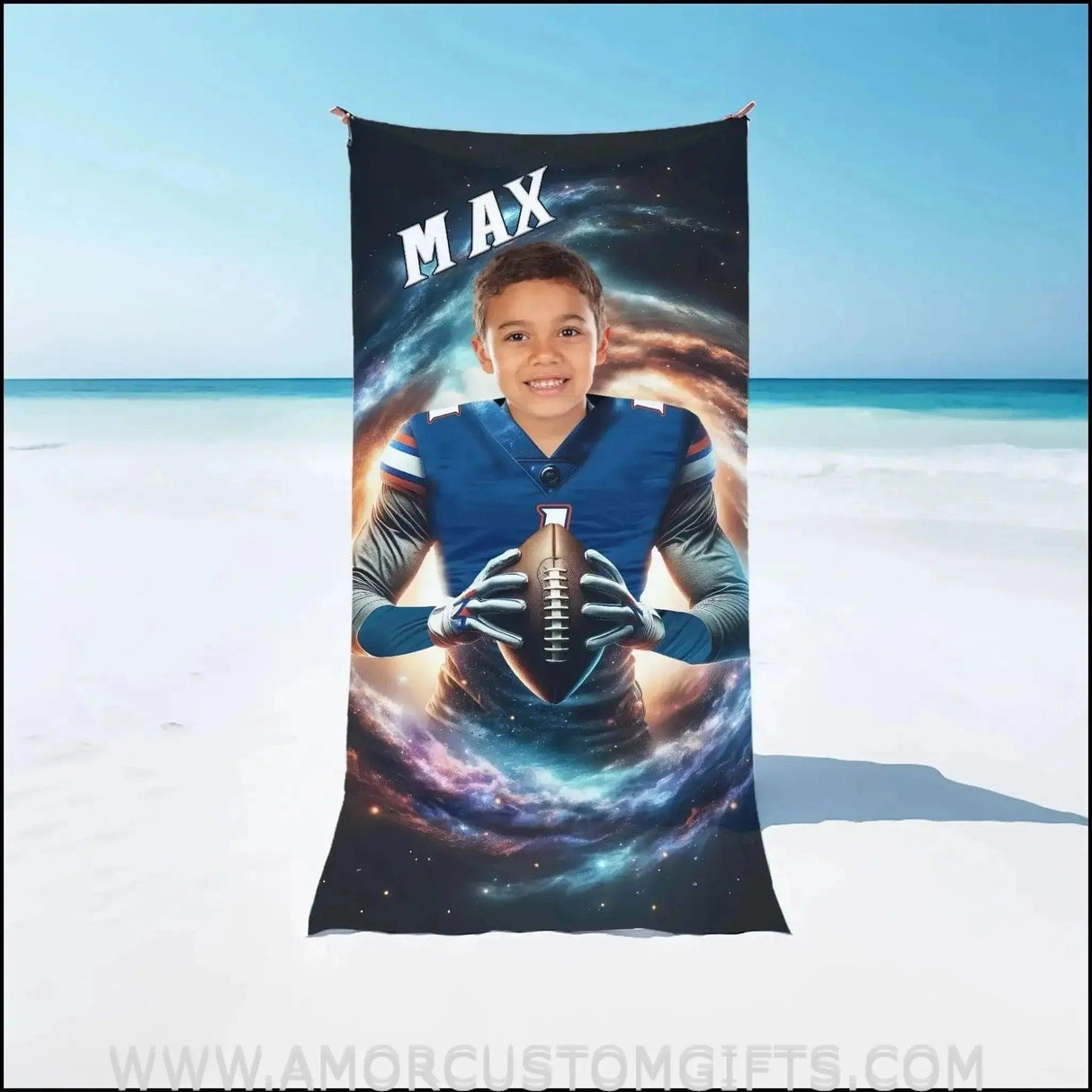 Towels Personalized NCAA Florida Football Boy Gators Photo Beach Towel | Customized Name & Face Boy Towel