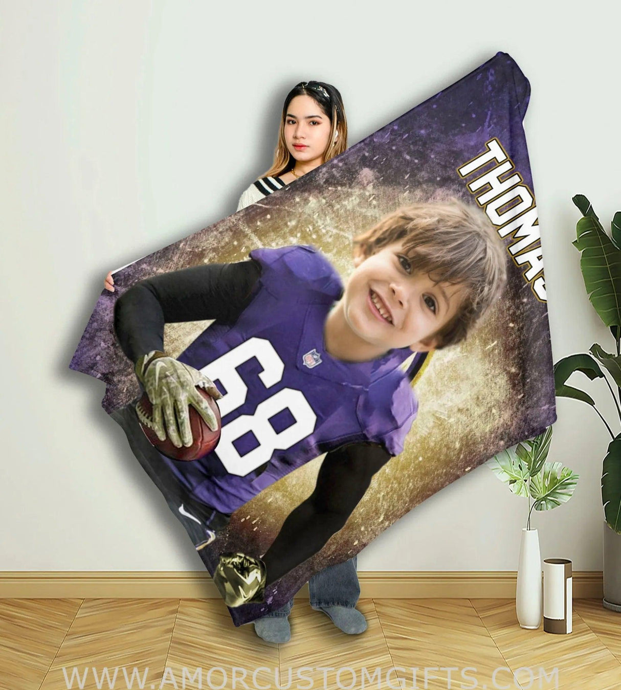 Blankets Personalized Ravens Football Boy Blanket | Custom Football Boys Blanket