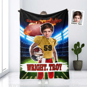 Blankets Personalized Football Boy Blanket | Custom Face & Name Sport Boy Blanket