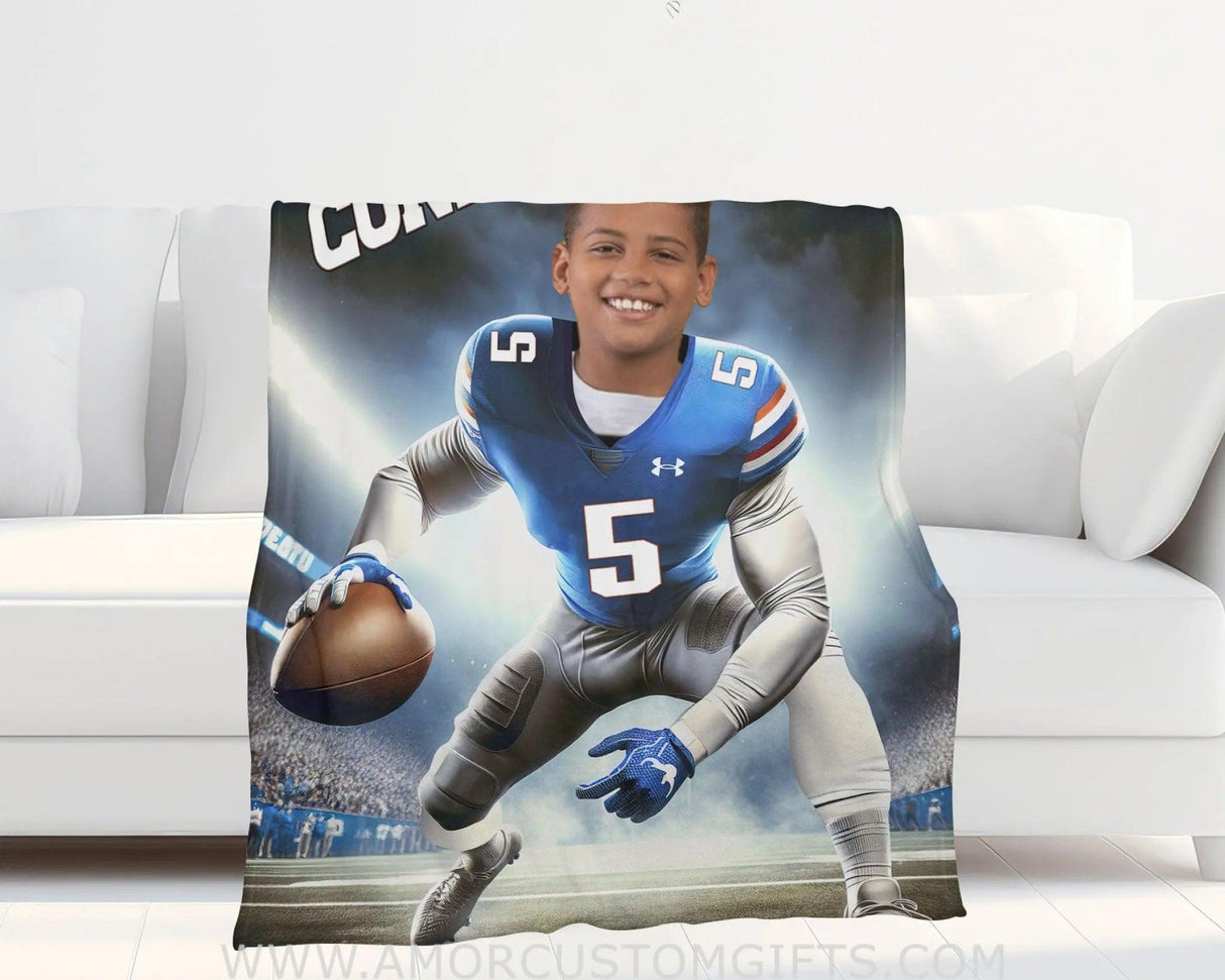 Blankets Personalized NCAA Football Boy Buffalo Bulls Photo Blanket | Custom Name & Face Boy Blanket