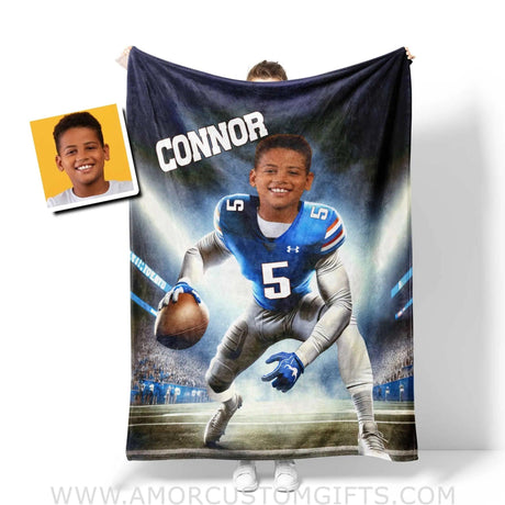 Blankets Personalized NCAA Football Boy Buffalo Bulls Photo Blanket | Custom Name & Face Boy Blanket