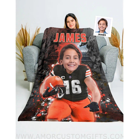 Blankets Personalized Football Cleveland Browns Blanket | Custom Sport Boy Blanket