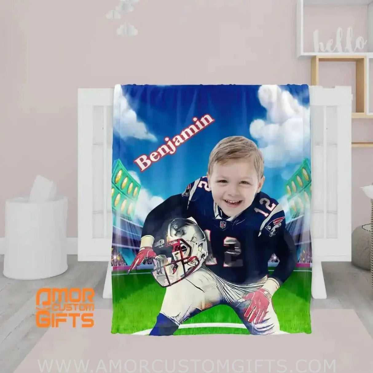 Blankets Personalized Football Philadelphia Boy Blanket | Custom Face & Name Sport Boy Blanket