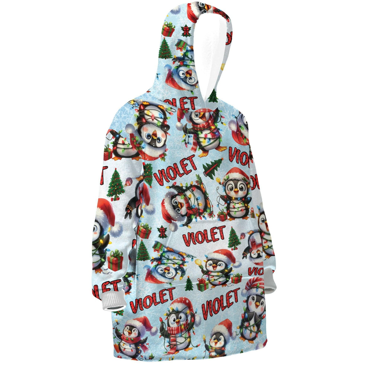 Personalized Funny Christmas Penguin Snug Oversized Wearable Hoodie Blanket - Amor Custom Gifts