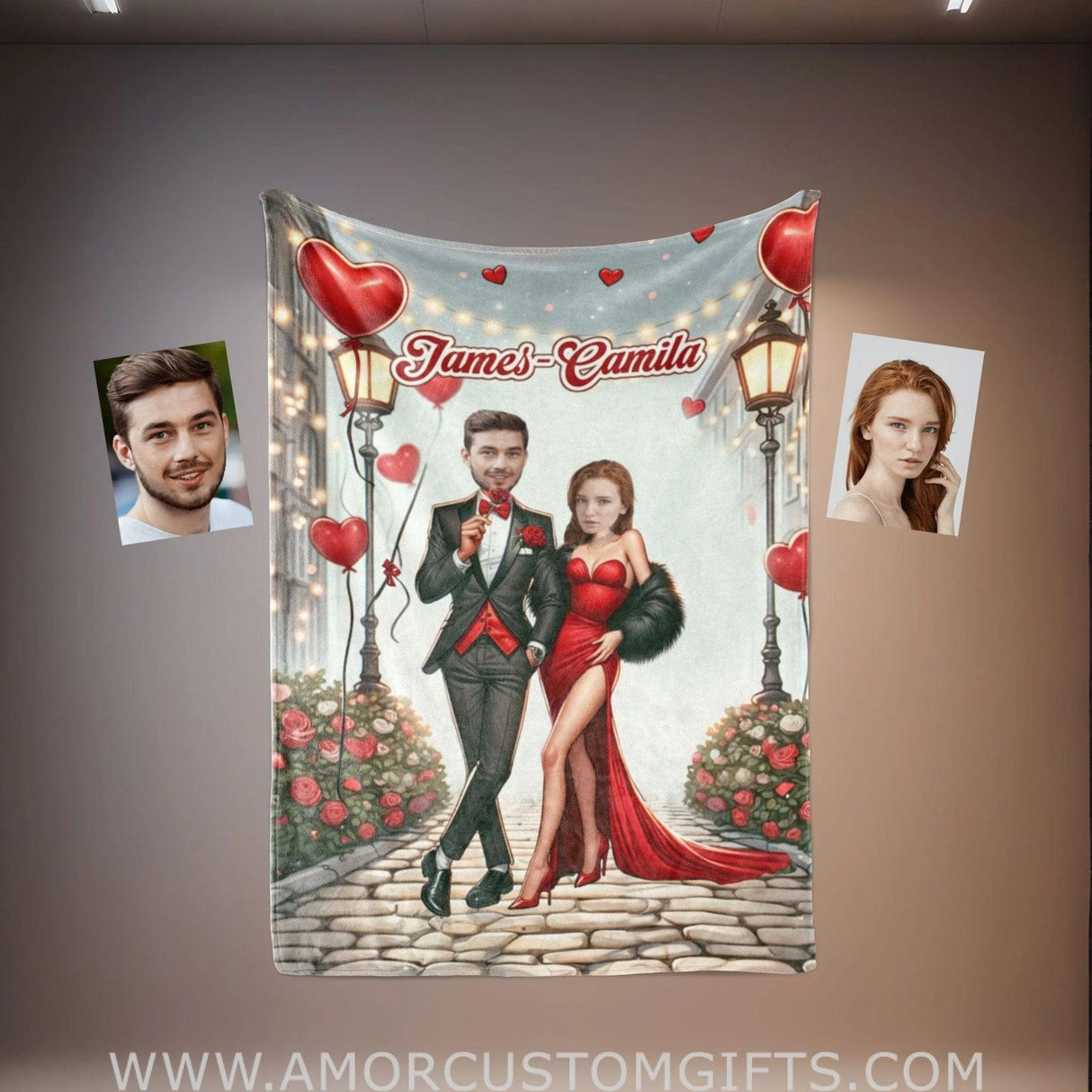 Blankets Personalized Funny Prom Couple - Woody Jessie 2 Blanket | Custom Face & Name Couple Blanket