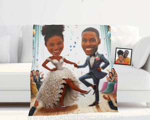 Blankets Personalized Funny Wedding Couple Blanket | Custom Face & Name Couple Blanket