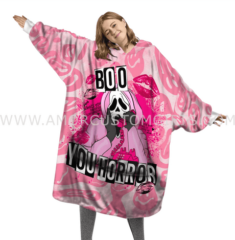 Personalized Ghost Face Halloween Snug Oversized Wearable Hoodie Blanket-Hoodie Blanket-Amor Custom Gifts