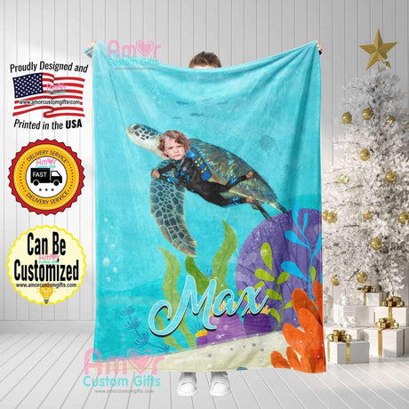 Blankets Personalized Giant Sea Turtle Blanket | Custom Boy Sea Turtle Blanket,  Customized Blanket