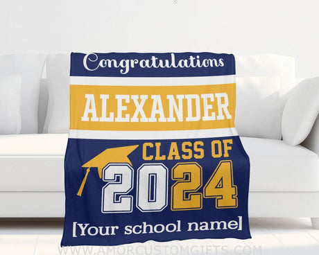 Blanket Personalized Girl Boy Blanket Class Of 2024 Fleece Blankets, Graduation Gift