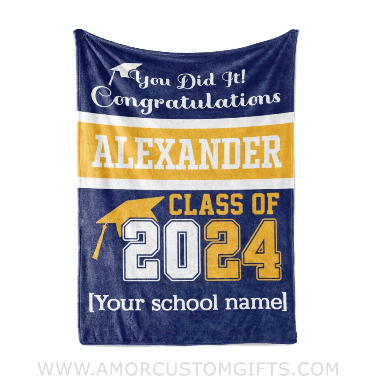 Blanket Personalized Girl Boy Blanket Class Of 2024 Fleece Blankets, Graduation Gift