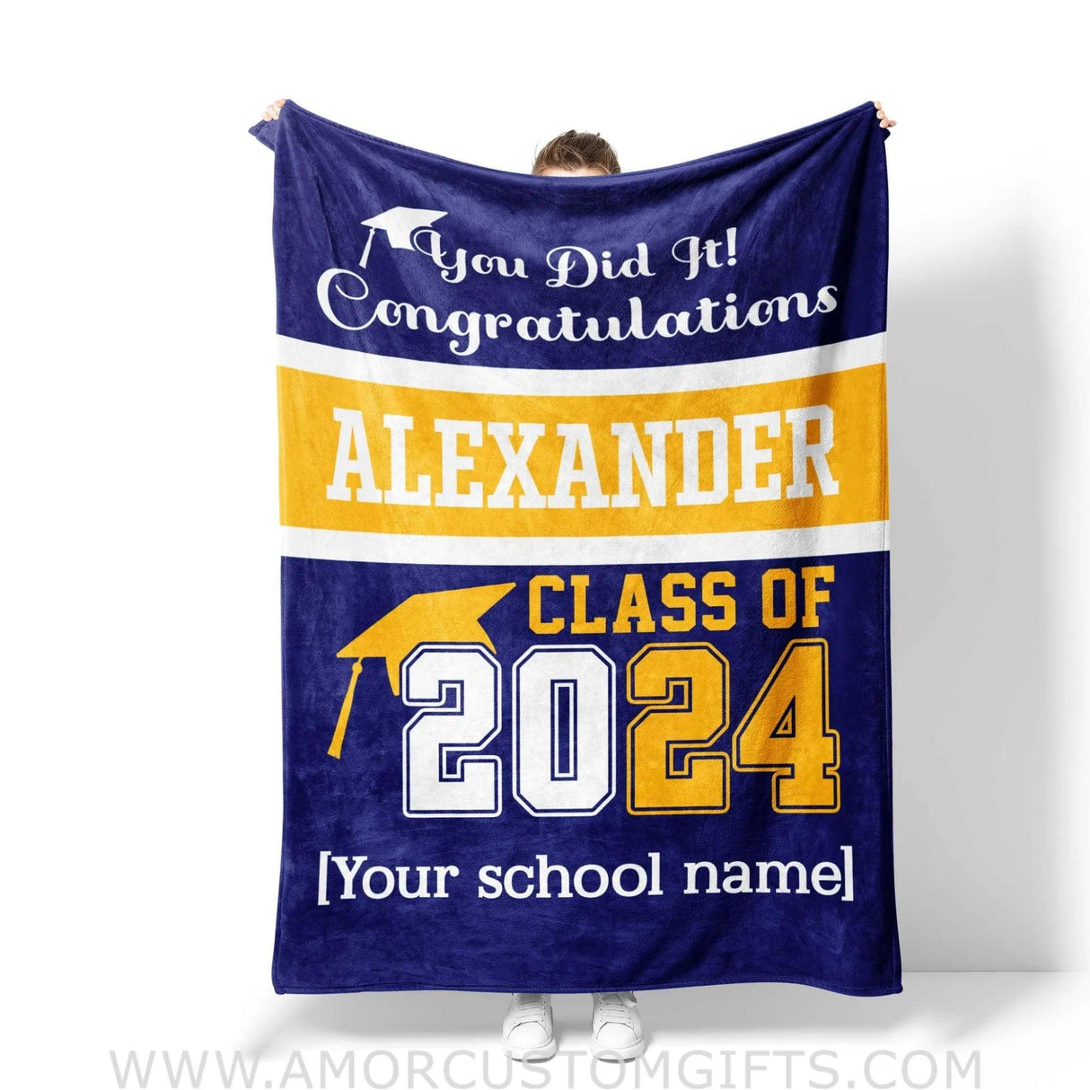 Blanket Personalized Girl Boy Blanket Class Of 2024 Fleece Blankets, Graduation Gift