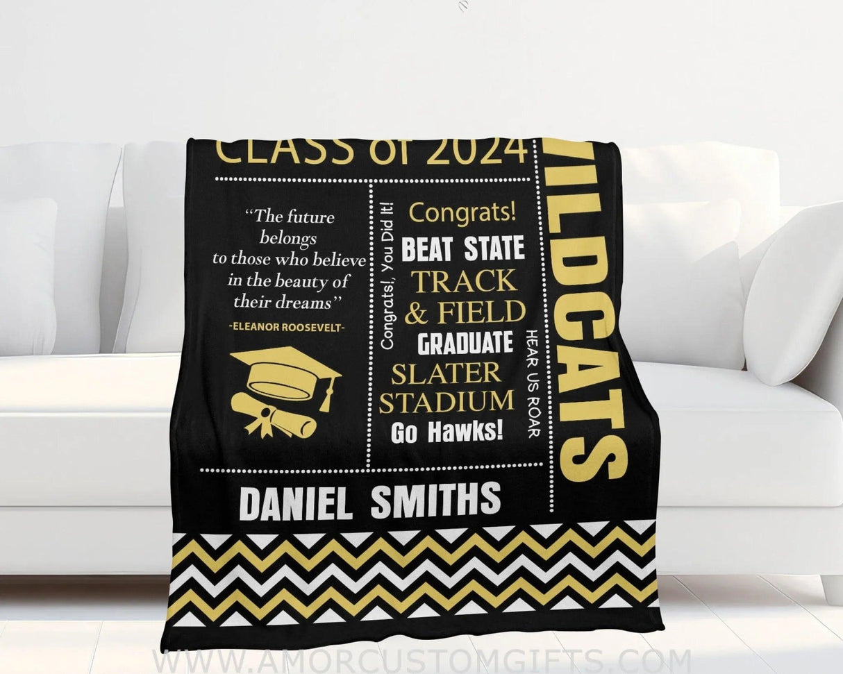 Blanket Personalized Girl Boy Blanket Class Of Graduate 2024 Fleece Blankets, Graduation Gift