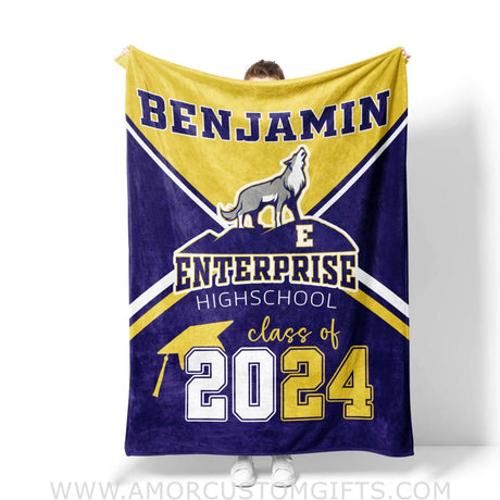 Blanket Personalized Girl Boy Blanket Class Of Graduate 2024 Fleece Blankets, Graduation Gift