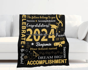 Blanket Personalized Girl Boy Blanket Congratulation Class Of Graduate 2024 Fleece Blankets, Graduation Gift