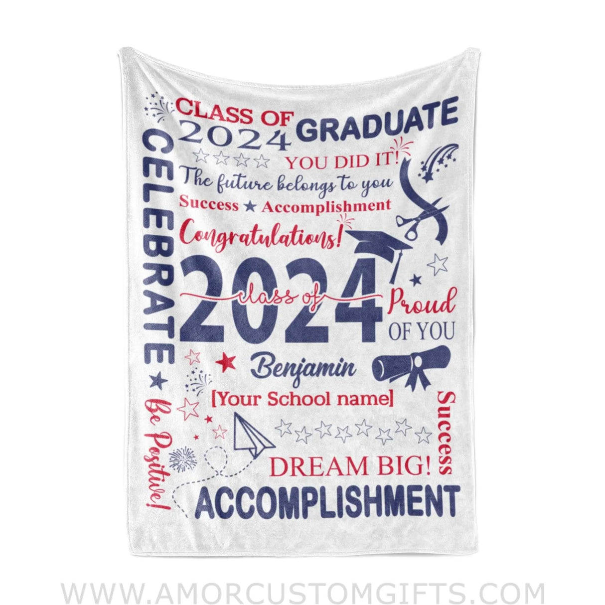 Blanket Personalized Girl Boy Blanket Congratulation Class Of Graduate 2024 Fleece Blankets, Graduation Gift