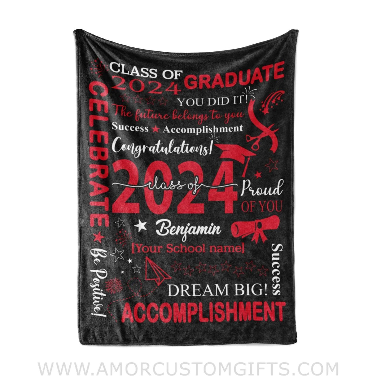 Blanket Personalized Girl Boy Blanket Congratulation Class Of Graduate 2024 Fleece Blankets, Graduation Gift