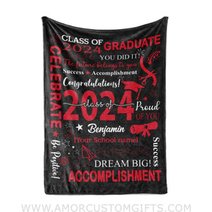 Blanket Personalized Girl Boy Blanket Congratulation Class Of Graduate 2024 Fleece Blankets, Graduation Gift