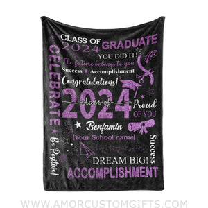 Blanket Personalized Girl Boy Blanket Congratulation Class Of Graduate 2024 Fleece Blankets, Graduation Gift