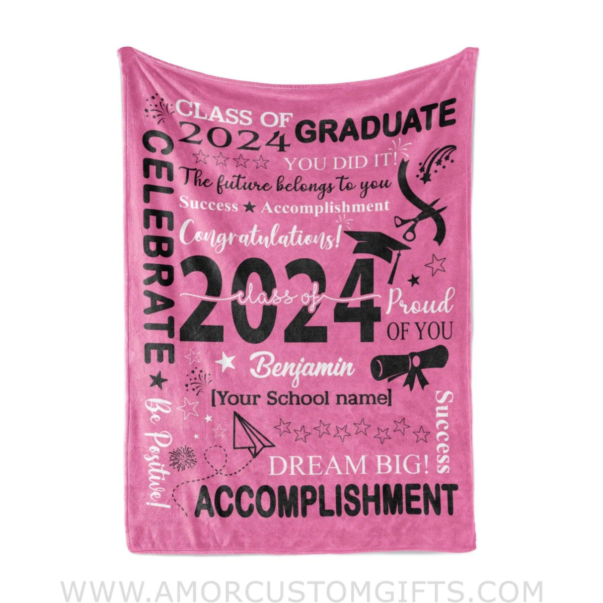 Blanket Personalized Girl Boy Blanket Congratulation Class Of Graduate 2024 Fleece Blankets, Graduation Gift