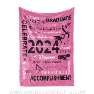 Blanket Personalized Girl Boy Blanket Congratulation Class Of Graduate 2024 Fleece Blankets, Graduation Gift