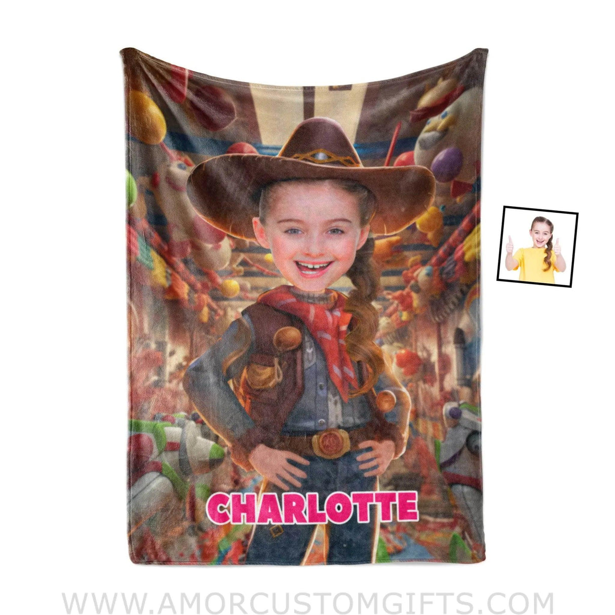 Blankets Personalized Girl Jessie Toy Story Photo Blanket | Custom Name & Face Girl Blanket