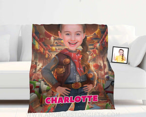 Blankets Personalized Girl Jessie Toy Story Photo Blanket | Custom Name & Face Girl Blanket