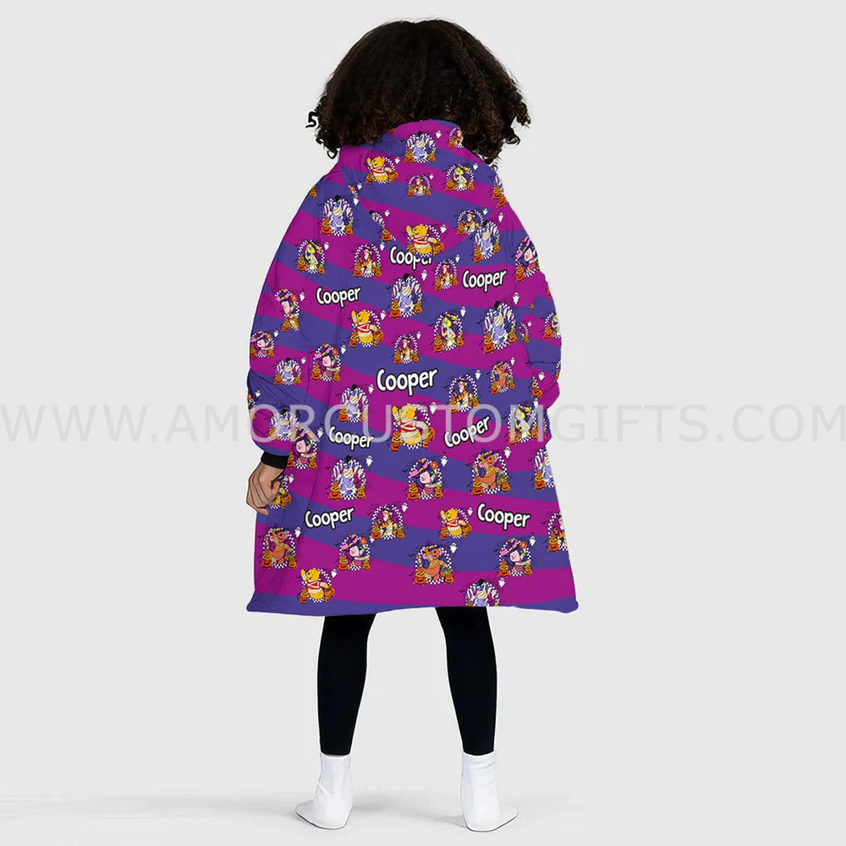 Personalized Gold Bear Halloween Snug Oversized Wearable Hoodie Blanket-Hoodie Blanket-Amor Custom Gifts