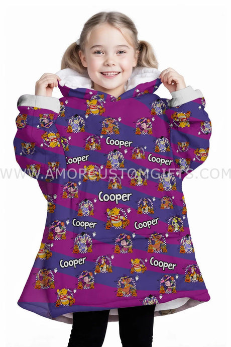 Personalized Gold Bear Halloween Snug Oversized Wearable Hoodie Blanket-Hoodie Blanket-Amor Custom Gifts